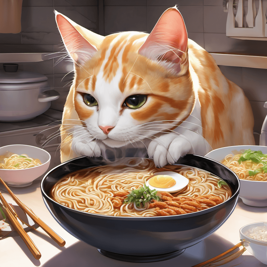 라면 먹는 고양이