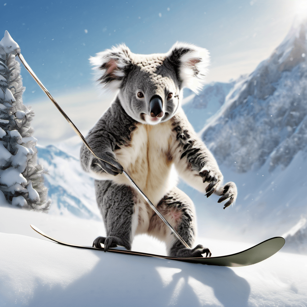 스키를 타는 코알라