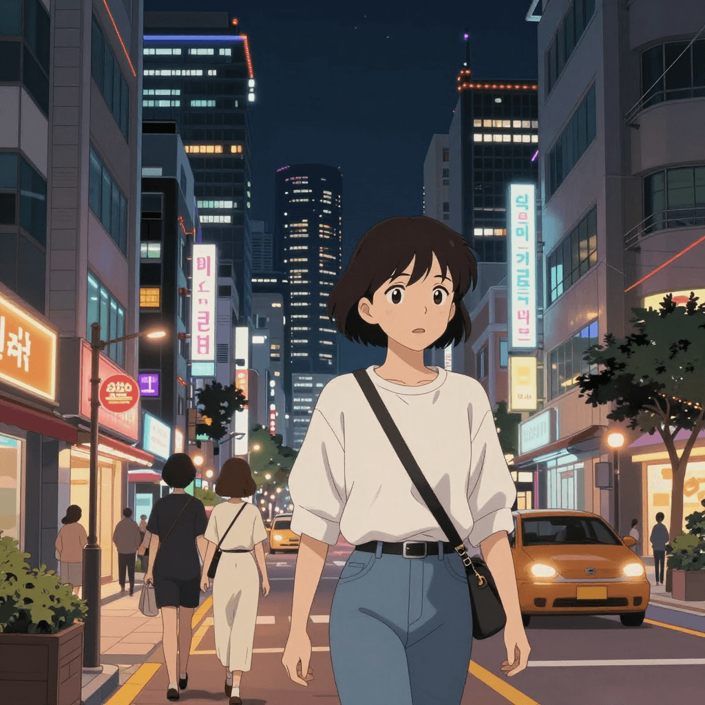 애니메이션 풍의 서울 야경