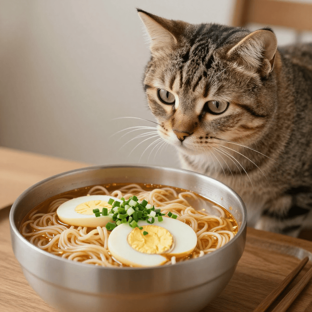 라면을 먹는 고양이