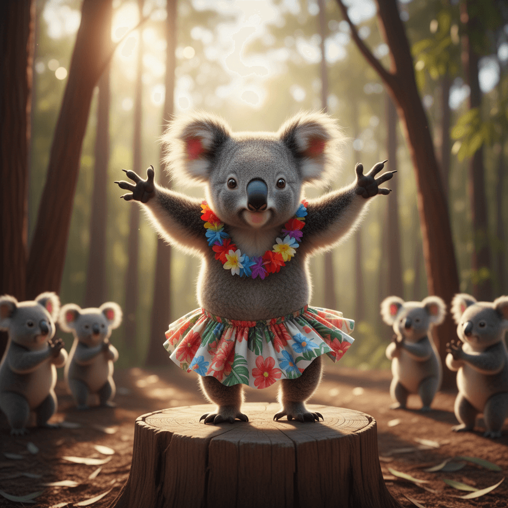 귀여운 코알라가 춤을 추는 사진