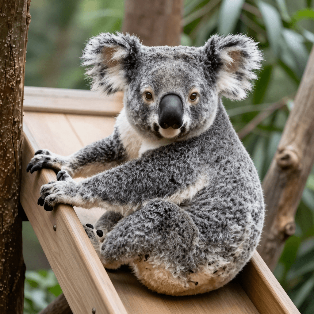 미끄럼틀 타는 코알라