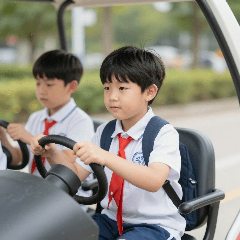 운전하는 초등학생