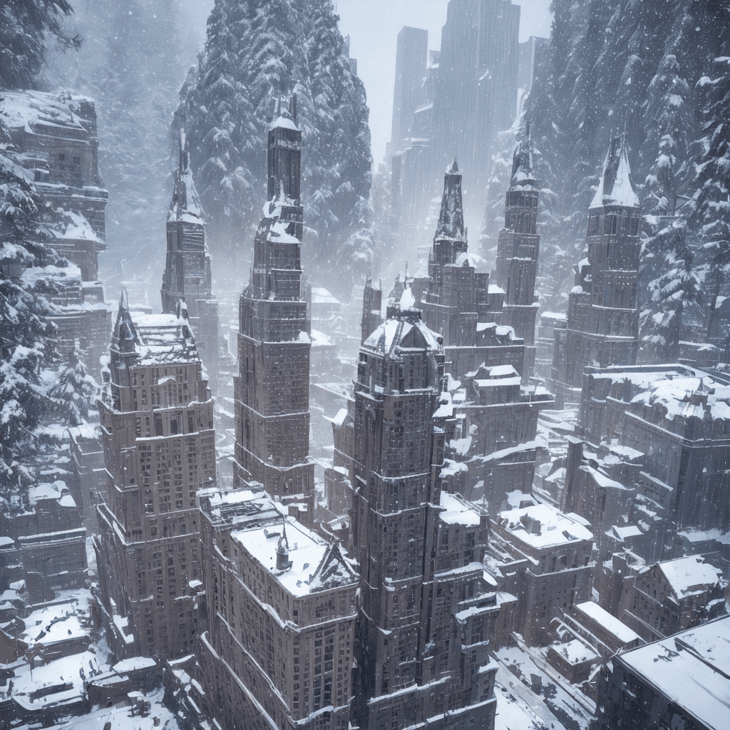 snowing city