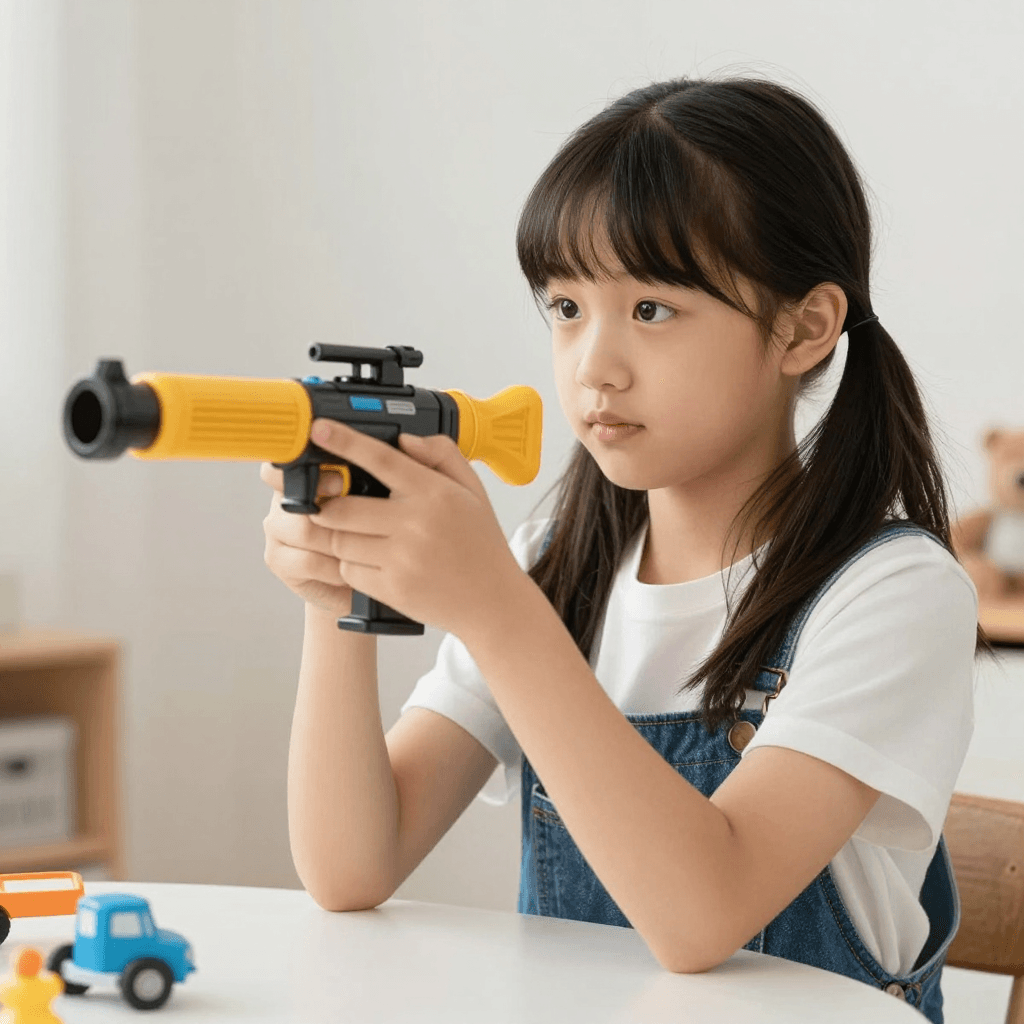 장난감 총을 들고 있는 소녀
