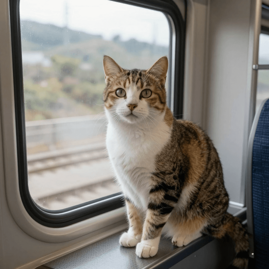 기차를 타는 고양이