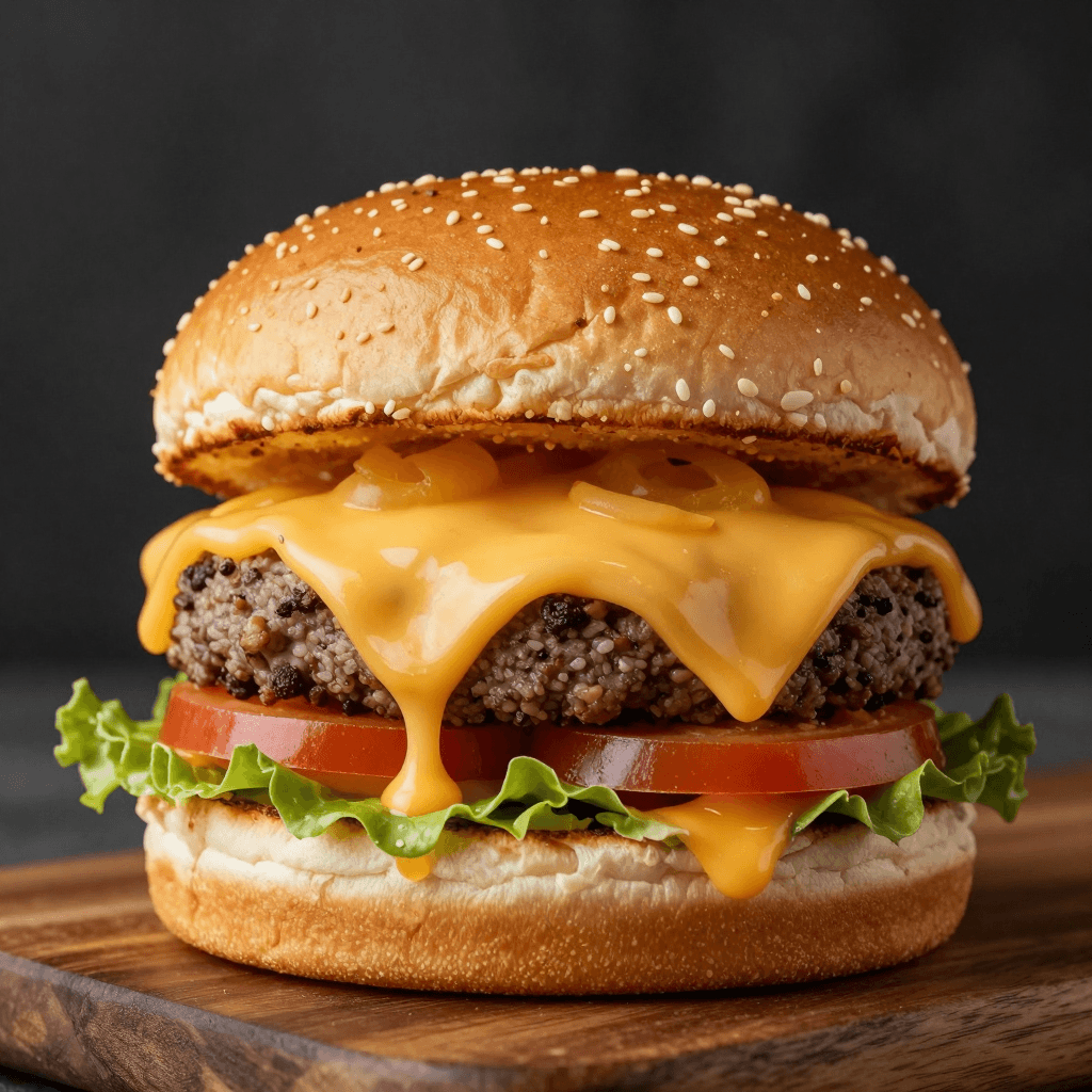 치즈가 흘러내리는 수제 버거 접사
