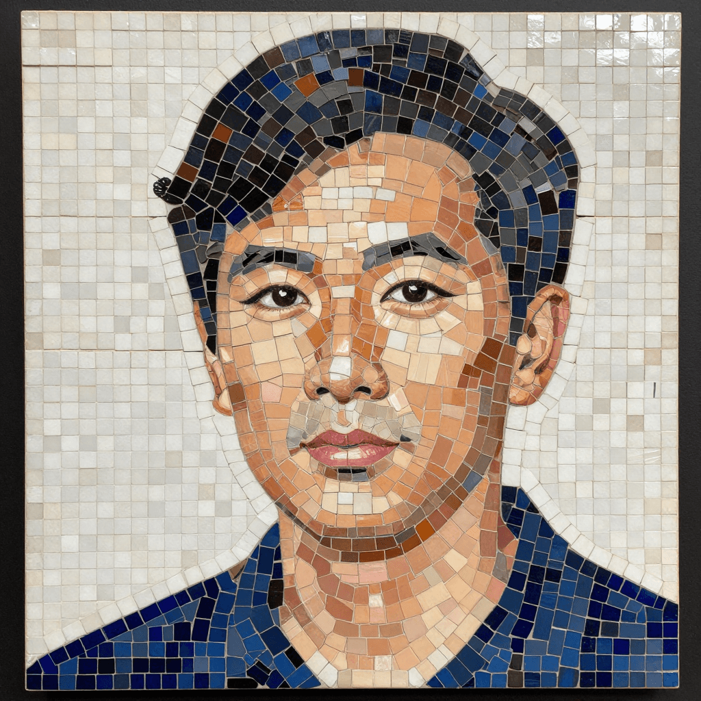 타일 조각으로 이루어진 모자이크 초상화