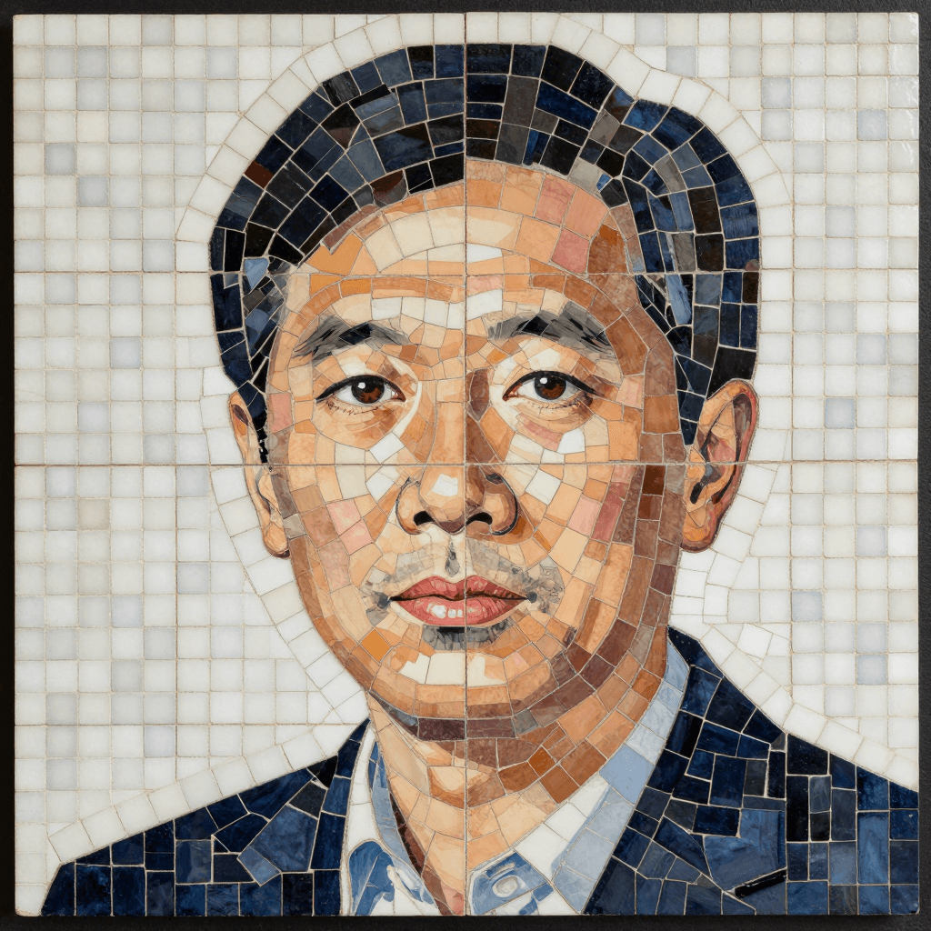 타일 조각으로 이루어진 모자이크 초상화