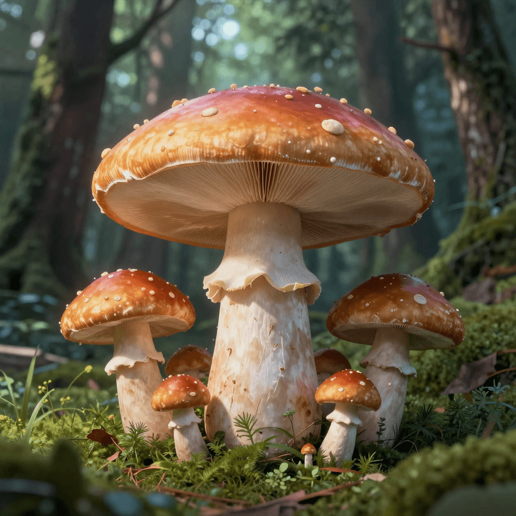 거대한 버섯들이 자라난 환상의 숲
