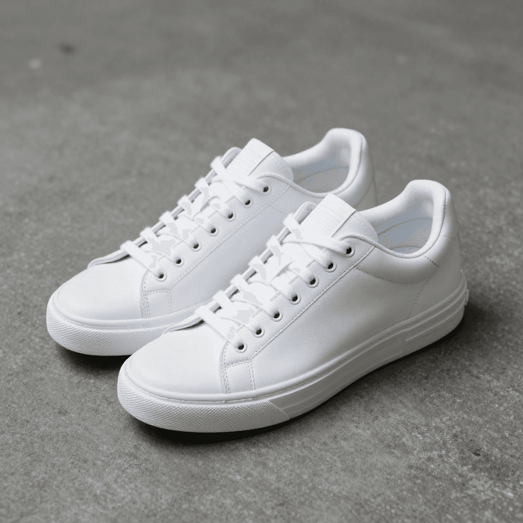 미래지향적인 디자인의 화이트 스니커즈 제품 사진