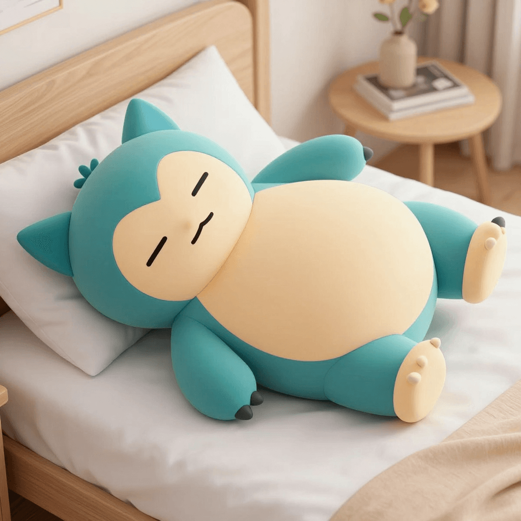 sleeping snorlax on the bed realistic