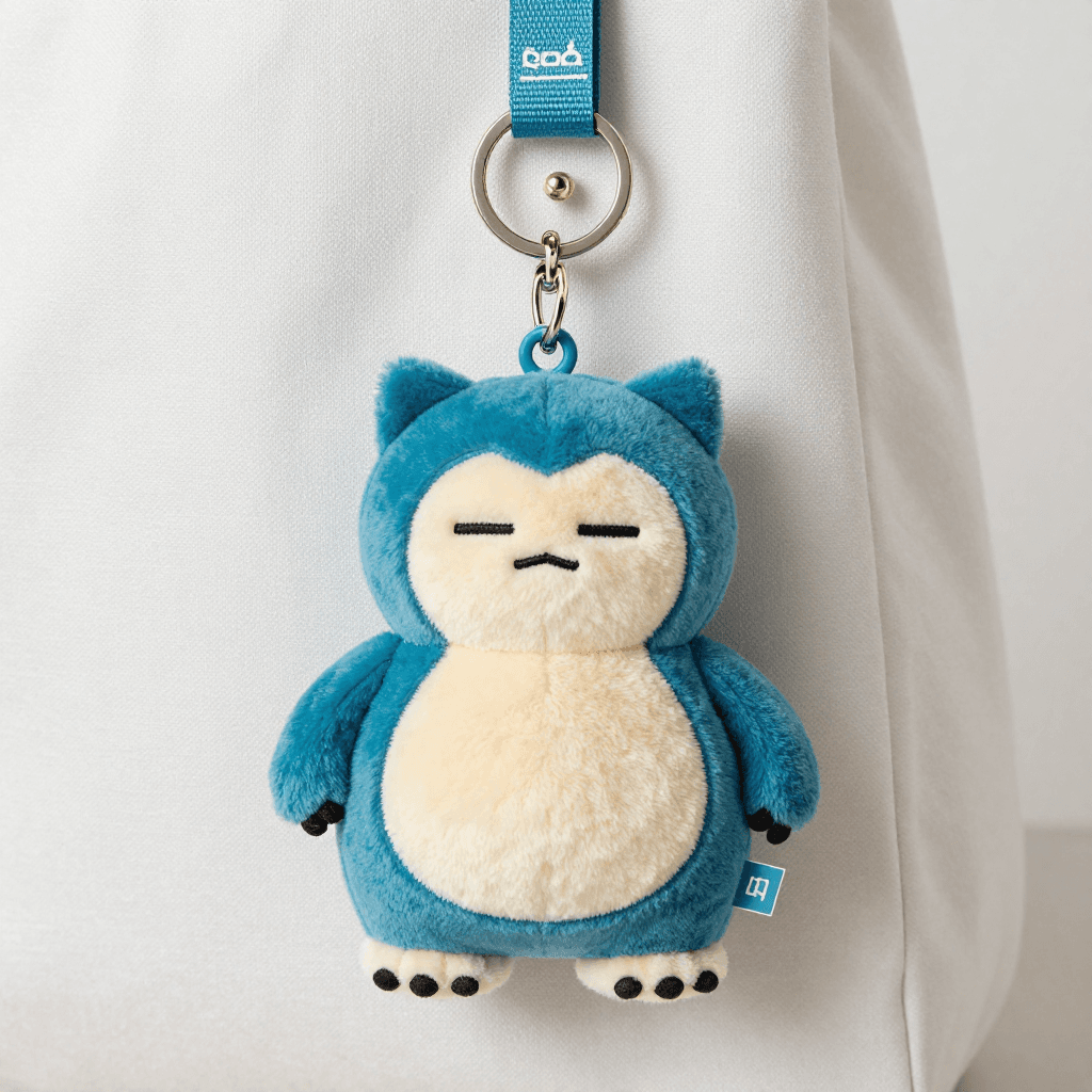 책가방에 매달려있는 snorlax 키링