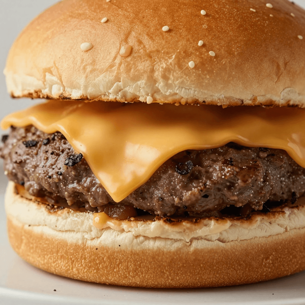 치즈가 흘러내리는 수제 버거 접사