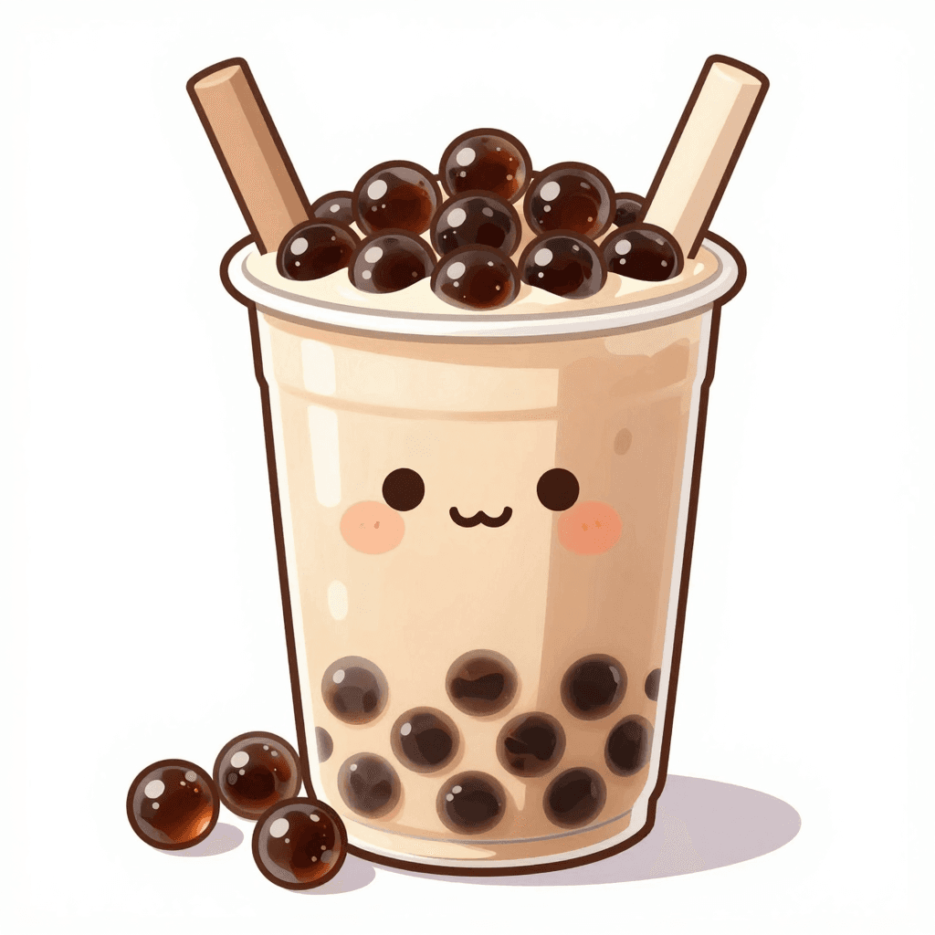 타피오카 펄이 가득한 버블티 귀여운 일러스트