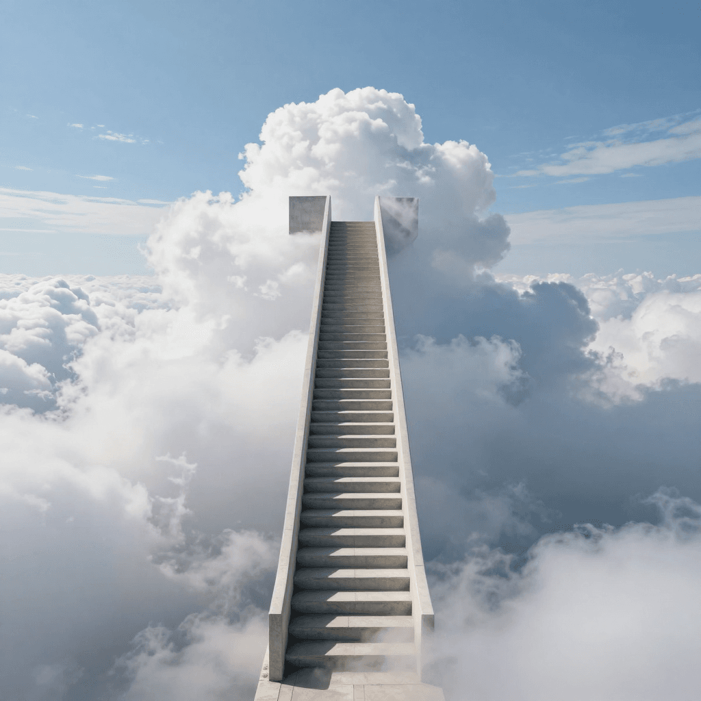 하늘까지 이어진 끝없는 구름 사다리