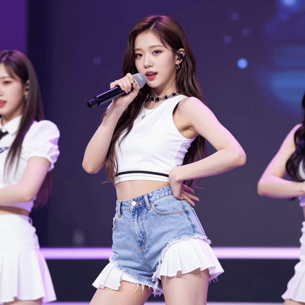 무대에서 공연하는 kpop 여자 아이돌