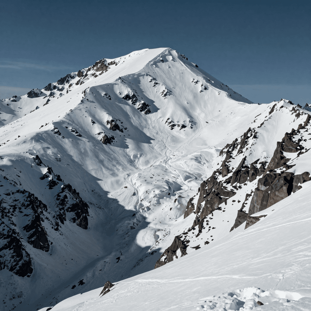 눈이 쌓인 뒷산