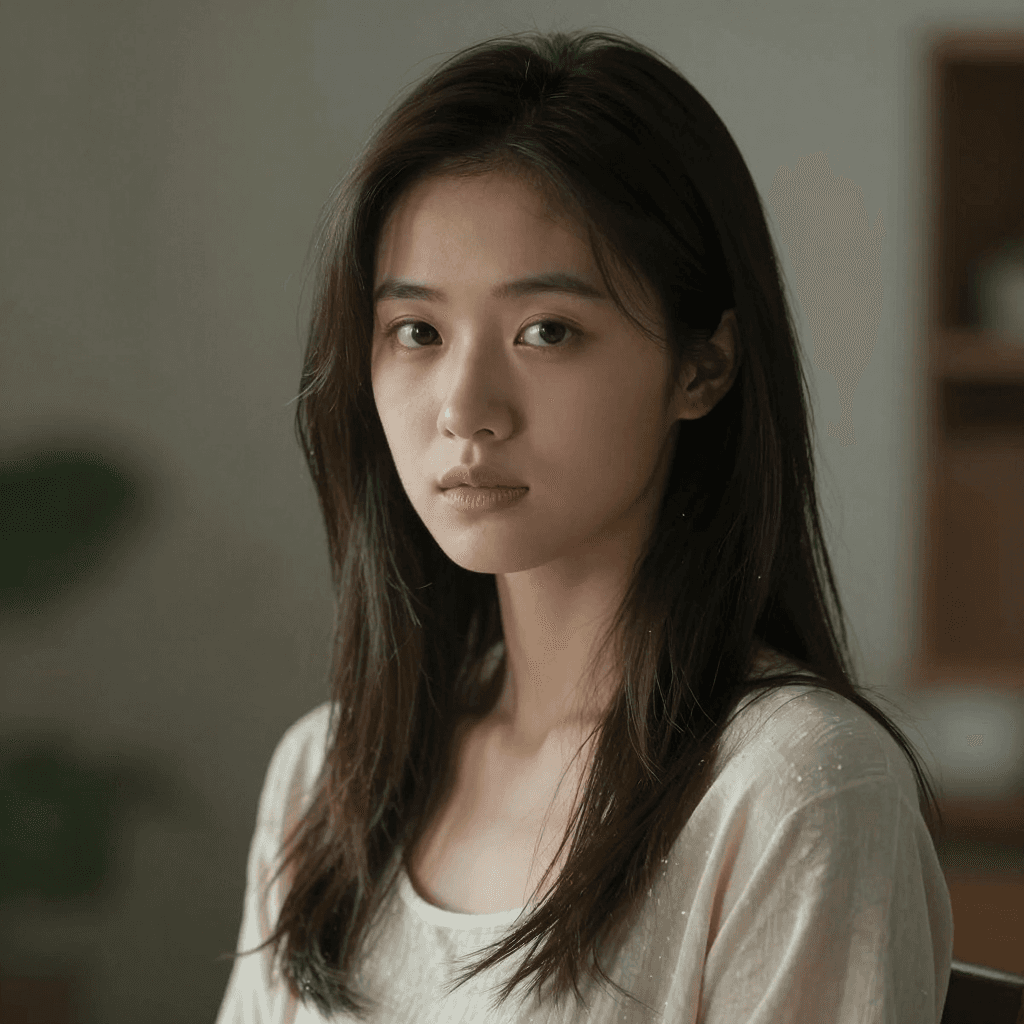 눈을 맞고 있는 소녀