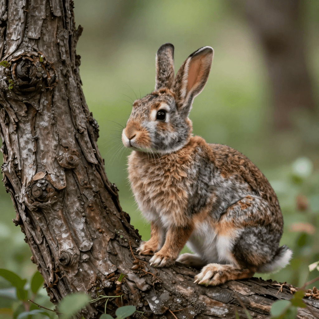 나무를 타고 있는 토끼