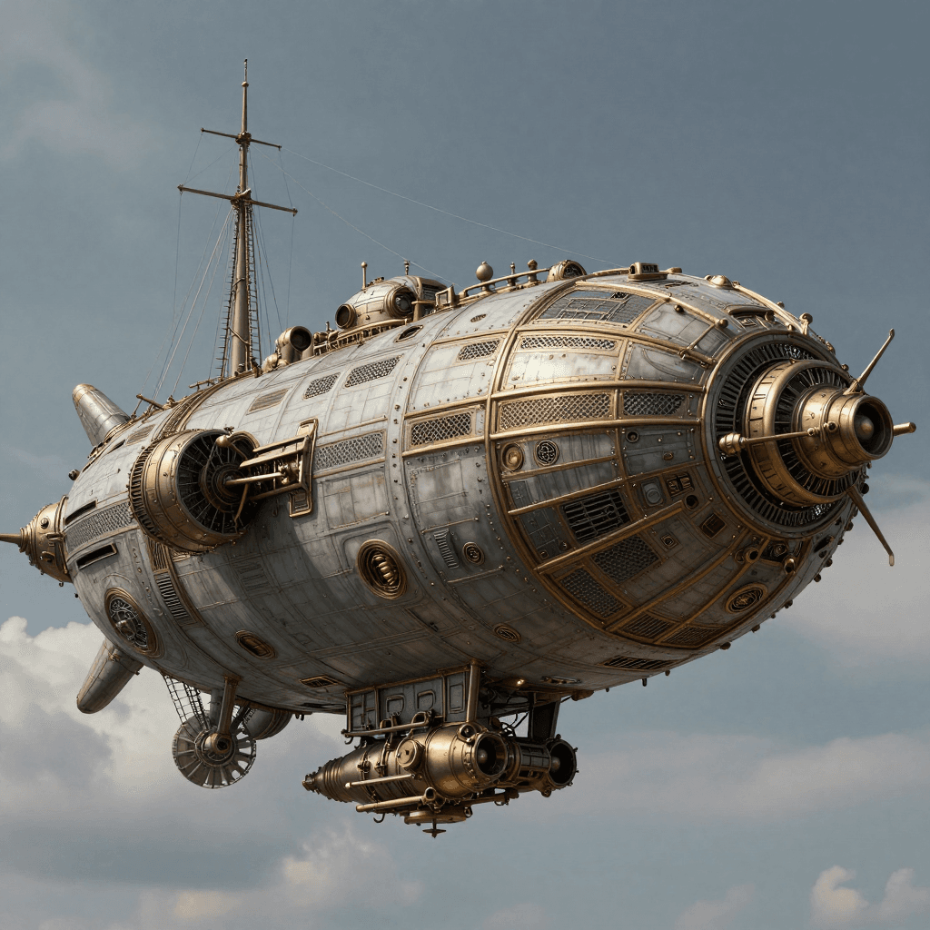 스팀펑크 스타일의 거대한 비행선