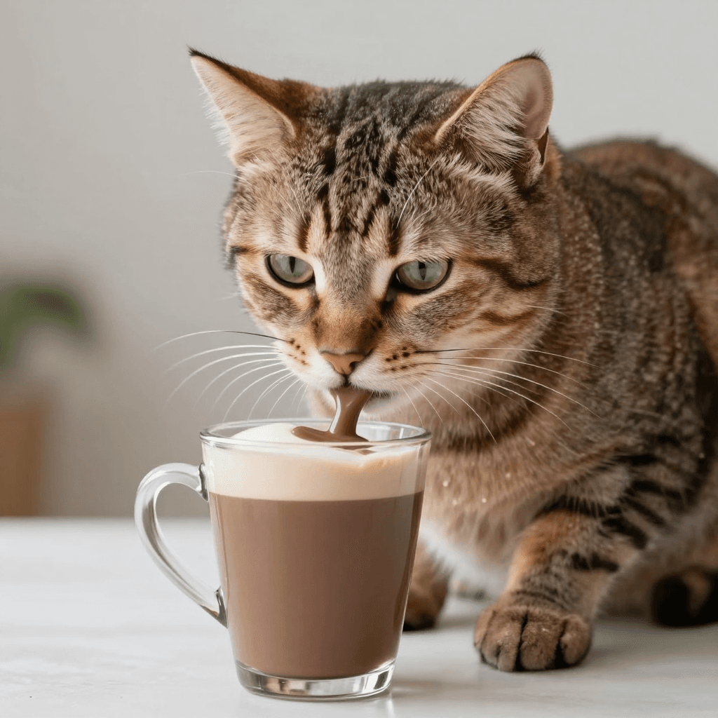 핫초코를 마시는 고양이